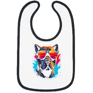 Discover Tough Cool Neon Pitbull Puppy Love Dog wearing Sun Glasses 1 Bibs