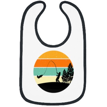 Discover Fishing Fun fishermen fishing at the lake vintages retro nostalgia Bibs