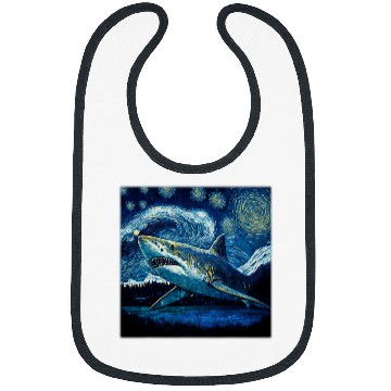 Discover Shark Pet Surrealism Starry Night Sand Tiger Bibs