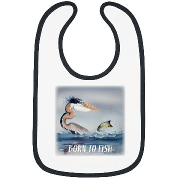 Discover Fishing Fun GREAT BLUE HERON FISHING BORN TO FISH Bibs