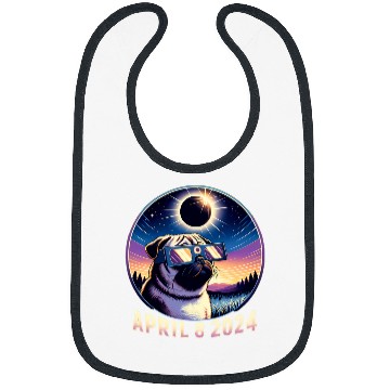 Discover Pug Watching Total Solar Eclipse Dog Animal Bibs