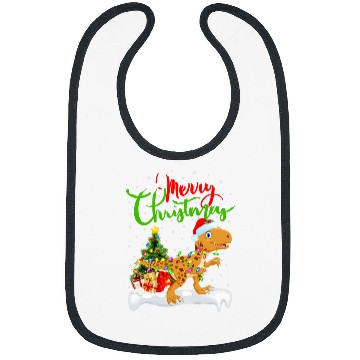Discover Dinosaur Pet Lover xmass Lighting Santa Tyrannosaurus Christmas Bibs
