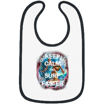 Discover Shark Pet Keep Calm and Surf Faster Shark Attack Bibs