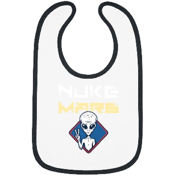 Discover Aliens UFO Nuke Mars Funny alien with a peace sign Bibs