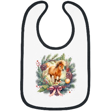 Discover Christmas wreath design with Holly bow Shetland pony Bibs