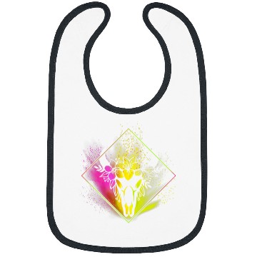 Discover Cow Pet Boho Cow Skull Flowers Diamond Pink and Yellow Splatter Bibs