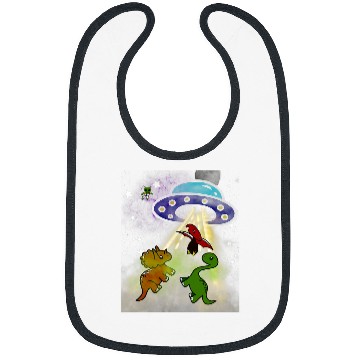 Discover Dinosaur Pet TRex Stegosaurus Abducted by Alien Spaceship Bibs