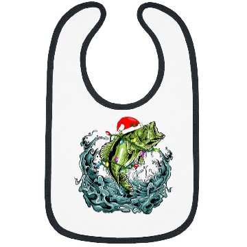 Discover Fishing Fun Santa Bass Fishing Christmas For Men Funny Fishermen xmass Bibs