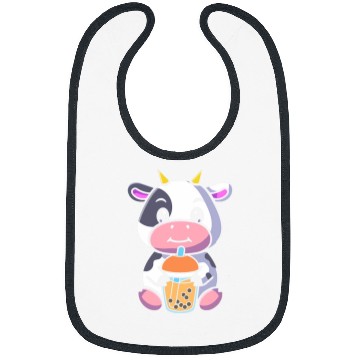 Discover Cow Pet Bubble Milk Tea Cow Cute Cow Drinking Boba Milk Tea 01 Bibs
