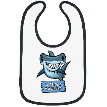 Discover Shark Pet Lets Get Hammered Hammerhead Shark Funny Drinking Bibs