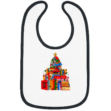 Discover Book Fun Merry Christmas Tree Love Reading Books Librarian xmass Tree 2 Bibs
