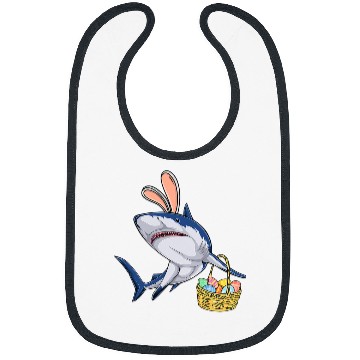 Discover Shark Pet with Easter Basket and Bunny Ears Happy Easter Bibs