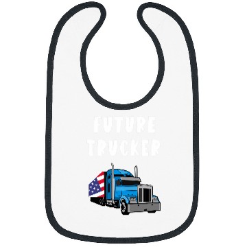 Discover Truck Fun Future Trucker Son Boys US Flag Big Rig Truck Drivers Kids Bibs