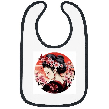 Discover Cherry Blossom Geisha Elegant Vector Design Bibs