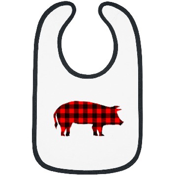 Discover Pig Pet Red black plaid gingham Pig Christmas Matching Pajama Bibs