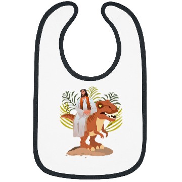 Discover Dinosaur Pet Funny Jesus sitting on Trex Cool Bibs