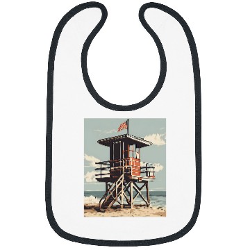 Discover vintages Lifeguard Tower 2Beach Graphic Bibs