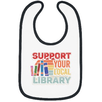 Discover Book Fun Retro vintages Support Your Local Library Book Reading Bibs