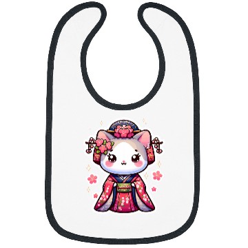 Discover Sakura Cherry Blossom 2Geisha Kitty Cat 2Kimono Kitty Bibs