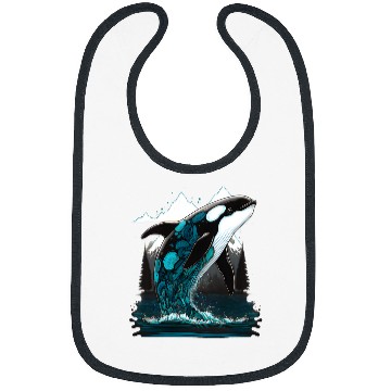 Discover Whale Pet Colourful mystical orca whale watching dolphin pottWhale Pet Bibs
