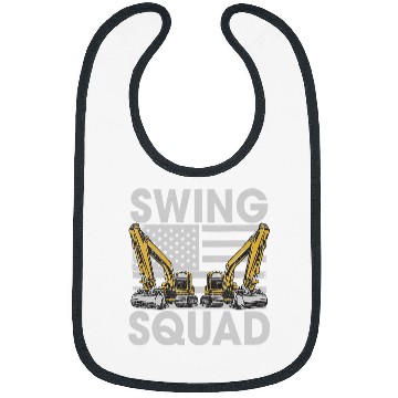 Discover Excavator Fun Swing Squad US Flag Construction Workers Construction Site Digger Driver Bibs