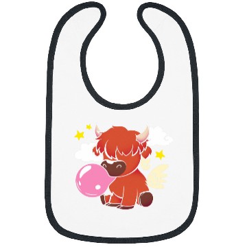 Discover Cow Pet Funny Scottish Farm Animal Pink Bubblegum Cute Highland Cow Bibs