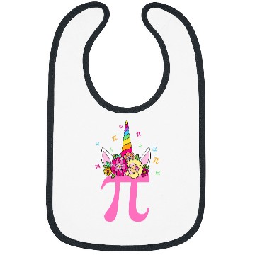 Discover Unicorn Pet Face Pi Day Kids Girls Women Math Geek Bibs