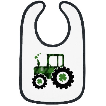 Discover Tractor Fun driving Lucky Flannel Green Plaid Bibs