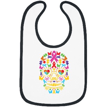 Discover Autism Puzzle Sugar Skull Halloween Bibs