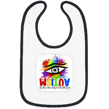 Discover Autism Puzzle Bleached AUTISM seeing the world differently Eye Painting Bibs