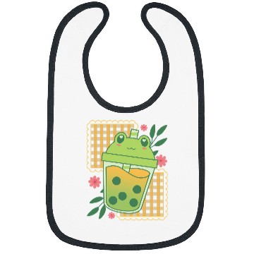 Discover Frog Pet Cottagecore Aesthetic Frog Green Bubble Tea Cute Kawaii Bibs