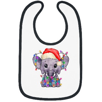 Discover Elephant Mammal Christmas Light Funny Elephant Lover Xmas Bibs