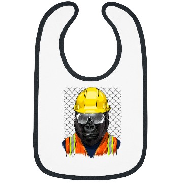 Discover Gorilla Pet Construction Worker Great Ape Gorilla Primate Animal 016 Bibs