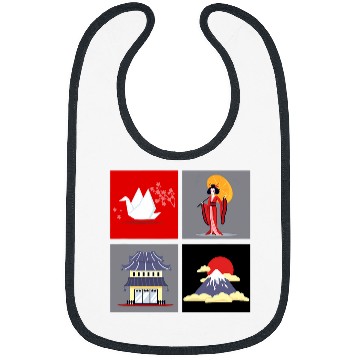 Discover JAPAN LAND OF SAKURA TEMPLE MT FUJI GEISHA Bibs