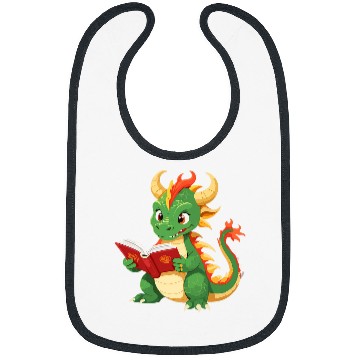 Discover Book Fun Dragon is reading a Book Reading Chinese Dragon Bibs