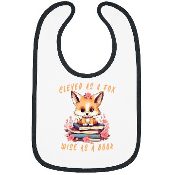 Discover Book Fun Fox Cute Cottagecore Floral Books for Girls and Women Bibs