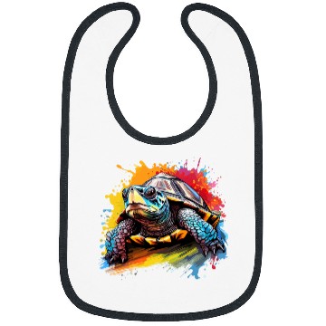 Discover Turtle Pet Colorful Eastern Box Turtle Lover Splash Art Bibs