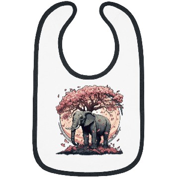 Discover Elephant Mammal Cherry Blossoms Tree Bibs