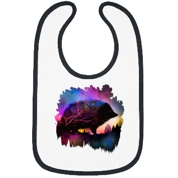 Discover Hedgehog Pet Colorful Wilderness Nature Hedgehog Reflection Bibs