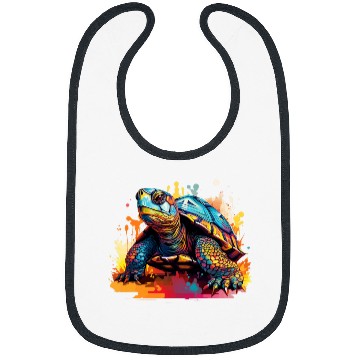 Discover Turtle Pet Eastern Box Turtle Lover Colorful Splash Art Bibs