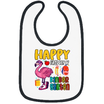 Discover Flamingo Pet Kids Funny Happy First Day Of Kindergarten Kinder Pink Bibs
