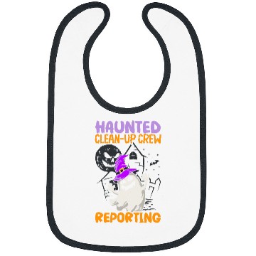 Discover Haunted CleanUp Crew Reporting School Janitor Halloween Bibs