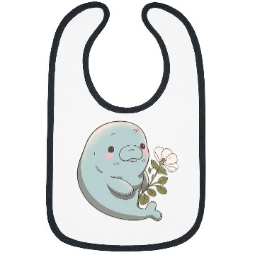 Discover Manatee Pet Blushing Manatee Adorable Light Blue Manatee with a Flower Bibs