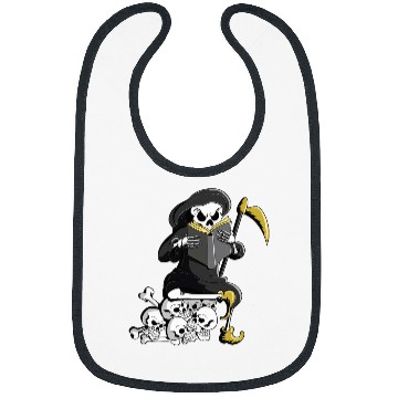 Discover Book Fun Grim Reaper Reading Dark Humor Literature Bibs