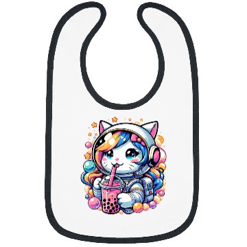 Discover Anime Cute Astronaut Cat In Space Drinking Bubble Boba Tea Bibs