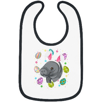 Discover Manatee Pet Funny Easter Egg Lover Bunny Ear Manatee Face Easter Sunday Bibs
