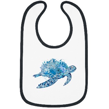 Discover Turtle Pet Imaginative blue turtle with coral Bibs