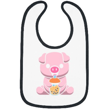 Discover Pig Pet Bubble Milk Tea Pig Cute Pig Drinking Boba Milk Tea 01 Bibs