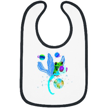 Discover Frog Pet Kawaii Dragonfly Tree Frog In Outer Space Earth Bibs
