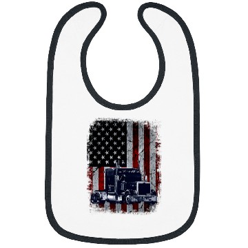 Discover Truck Fun American Flag Trucker Big Rig SemiTrailer Bibs
